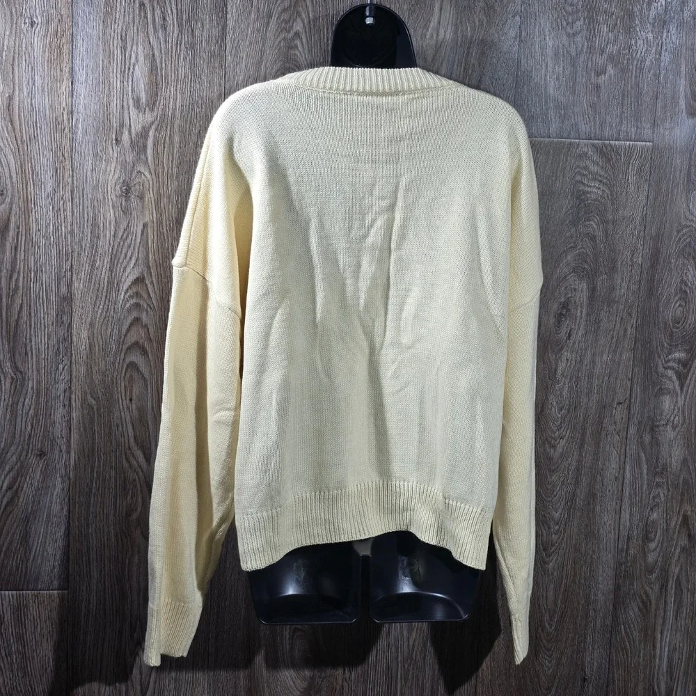 Shein Curve Women's 3XL Cream‎ Happy Graphic Crew Neck Pullover Sweater